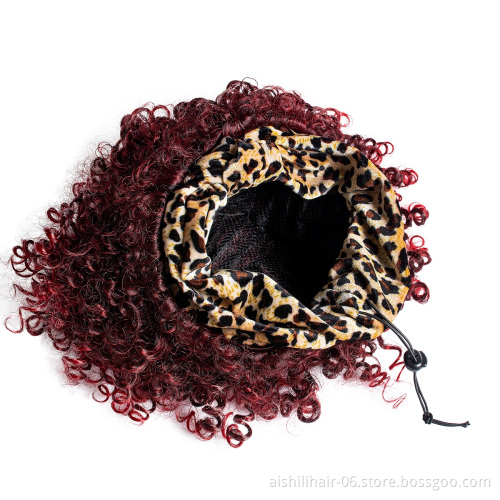 wholesale vendors headband wigs afro curly ombre burgundy to red color headband synthetic hair wigs for black women